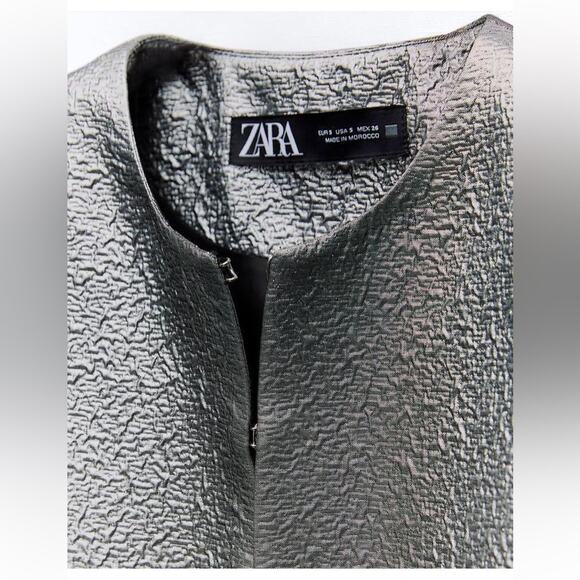 Zara Silver Metallic Coated Jacket - Picture 3 of 9
